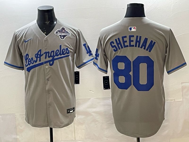 Men 2025 Los Angeles Dodgers #80 Sheehan Grey Game Nike MLB Jersey style 001->los angeles dodgers->MLB Jersey